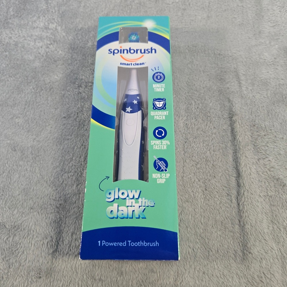 Spinbrush Smart Clean Powered Kids Toothbrush Glow in the Dark Stars Soft New